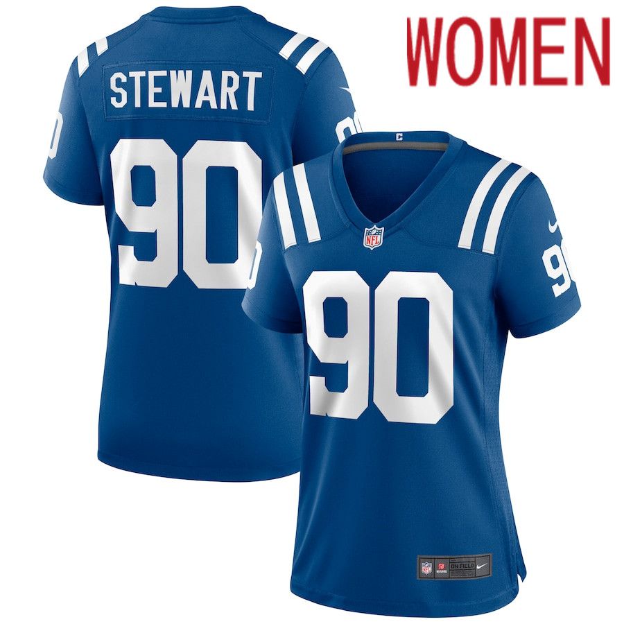 Women Indianapolis Colts #90 Grover Stewart Nike Royal Game NFL Jersey->women nfl jersey->Women Jersey